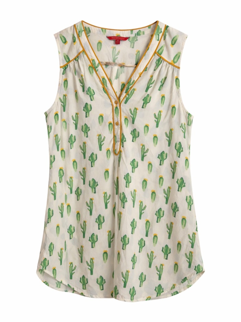 Modcloth White Sleeveless Cactus Print blouse western boho southwestern chic